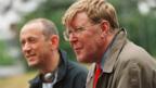 Director Nicholas Hytner and writer Alan Bennett on the set of The History Boys