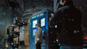 On set during a scene filmed for a Doctor Who Christmas special.