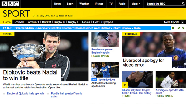 BBC Sport online homepage
