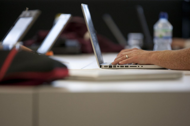 laptop on table
