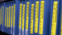 Video tapes on shelf