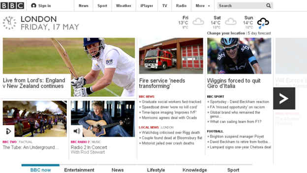 BBC Online homepage