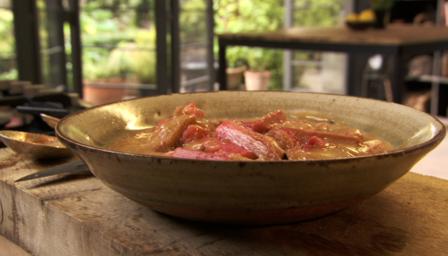 Caramel and rhubarb