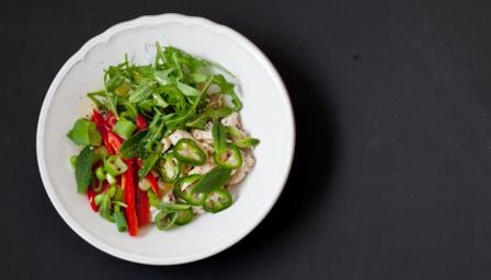 BBC Food - Recipes - Chicken, spring onion, chilli and wild rice grain bowl