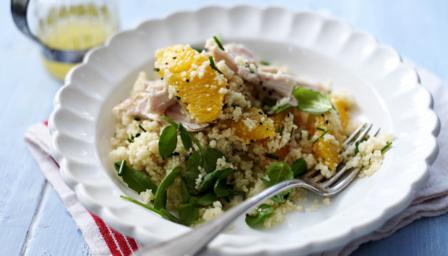 Chicken salad with couscous and oranges