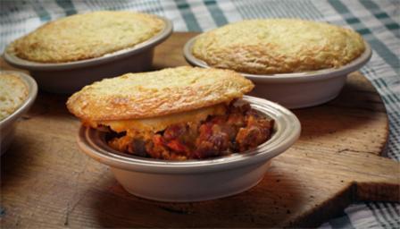 Chilli beef cornbread pies