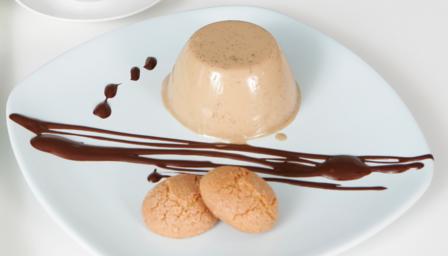 Espresso panna cotta with chocolate sauce