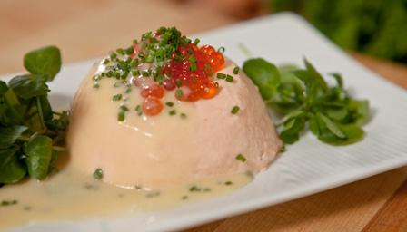 Lobster mousse with warm champagne and chive sauce