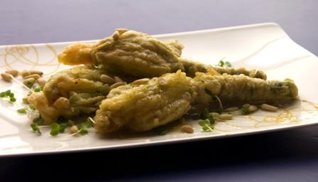 Ricotta filled courgette flowers