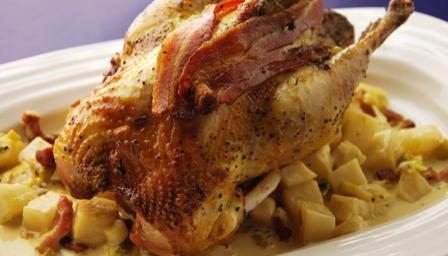 Roast pheasant with celeriac and bacon