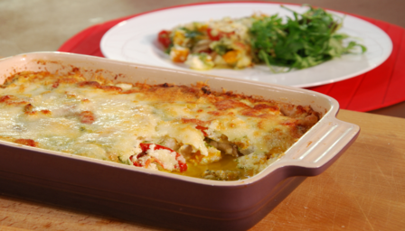 Roasted squash and pesto bake
