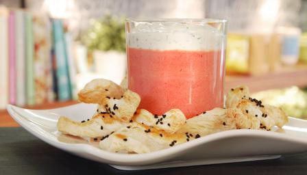 Spiced beetroot mousse with poppy seed straws