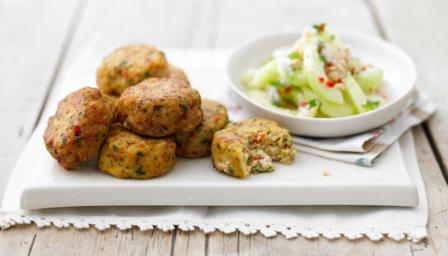 Thai fishcakes served with Thai cucumber salad