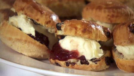 Yorkshire scones with strawberry jam and clotted cream