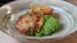 Crab cakes and crushed peas
