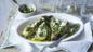 Grilled aubergines with olive oil, garlic, parsley and feta cheese