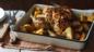Whole roasted masala chicken and potatoes