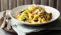 Asparagus with fettuccine and smoked bacon