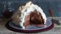 Baked Alaska with hot chocolate sauce