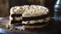 Chocolate brownie meringue cake with raspberry cream
