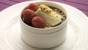 Chocolate pots with hazelnuts and raspberries