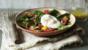 Bacon, egg and spinach salad with roasted tomatoes