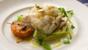 Roasted cod with skordalia sauce and garlic tomatoes
