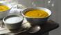 Roast squash and sweet potato soup with buttermilk blue cheese sauce