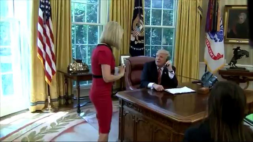 Twitter Reacts To Reporter S Bizarre Moment With Trump Bbc News
