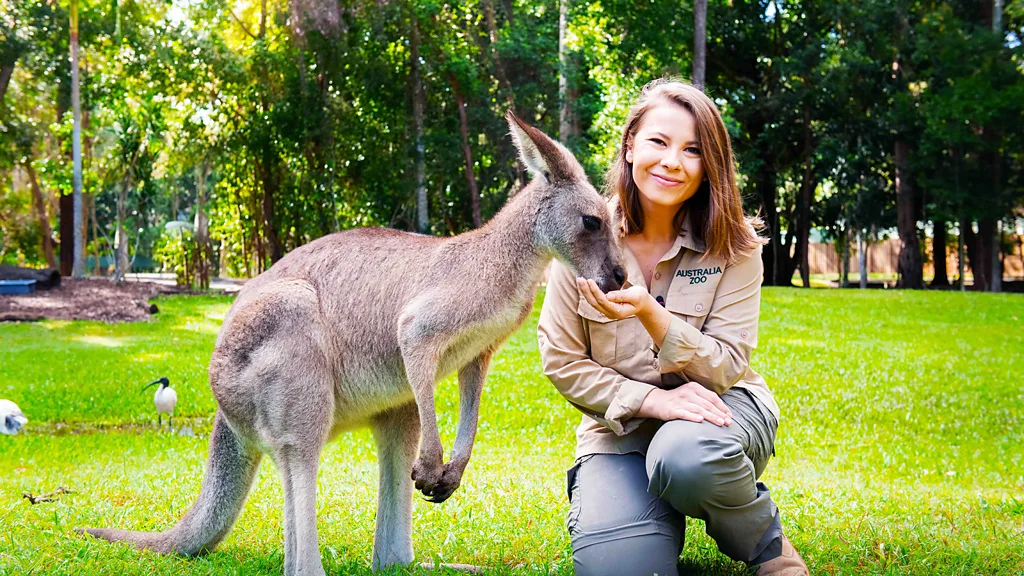 Bindi Irwin with a kangaroo (Credit: Australia Zoo / Kate Berry)