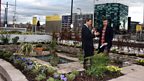 Richard Bacon with Blue Peter editor Tim Levell in the Blue Peter garden