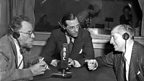 'Transatlantic Quiz' presented by Alistair Cooke, with (l-r) Christopher Morely and Howard Dietz, 1944