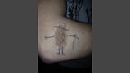 Rob from Enter Shikari's Mr Harold tattoo
