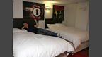 Dave gives us a sneaky peek into their temporary bedroom.