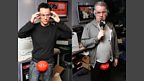 Chris and Dave protect themselves ahead of Fearne's game to test their reflexes!