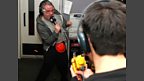 Chris shows that even after 28 hours, he's still agile enough to avoid Dave's onslaught!