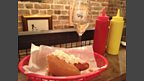 Lunch? A hotdog and a glass of bubbles please...