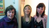 Katharine Whitehorn with Vagenda editors Holly Baxter and Rhiannon Cosslett in the airing cupboard where Holly lived