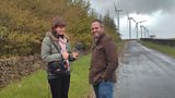 Claudia Hammond with Dr Chris Jones at the Royd Moor Wind Farm