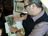 Dominic Sandbrook examines a photograph of Leonard Plugge,driver of the first underground train to run in 1926 General Strike