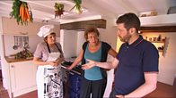 Dave Gorman at home with Maggie and Trish