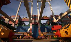 Crane lifting containers