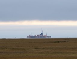 Oil exploitation on the North Slope of Alaska.  Picture taken from the Colville Delta.
