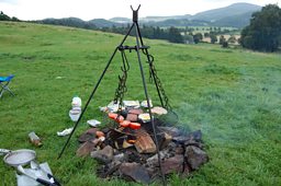 Scottish breakfast on a hillside