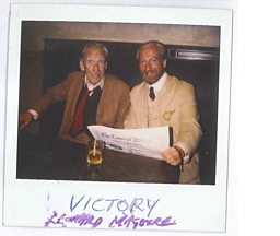 Old Polaroid of Leonard Maguire and Bill Paterson together on the set of Victory