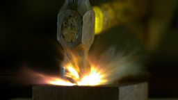 The detonation of nitroglycerine