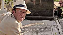Ben Macintyre at the grave of Glyndwr Michael, who became the fake Major William Martin 