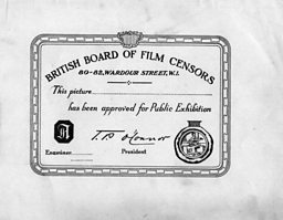 An Early BBFC Certificate 