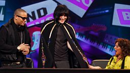 Photo: DJ Ironik, Noel Fielding and Carol Vorderman