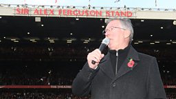 Sir Alex Ferguson at Old Trafford on his 25th anniversary as manager of Manchester United